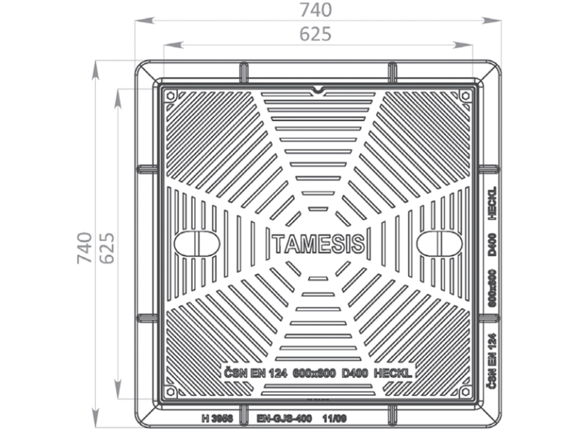 Hranatý poklop Heckl Tamesis