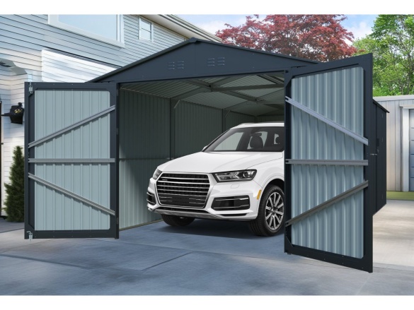 Kovová garáž 3 x 6 m se sedlovou střechou Antracit Riwall PRO RMCG 20x10 Anthracite