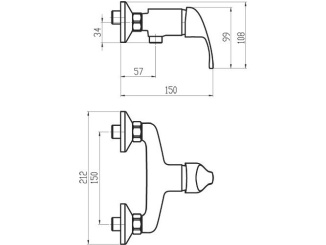 Vodovodné batérie – Novaservis Sprchová baterie TITANIA IRIS, 150 mm, chrom, nástěnná, bez příslušenství, 92061/1,0