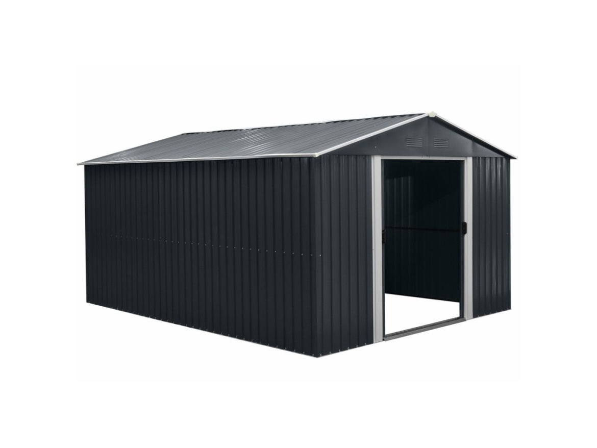 Zahradní domek kovový 3 x 3,7 m se sedlovou střechou antracit Riwall PRO RMSA 12x10 Anthracite