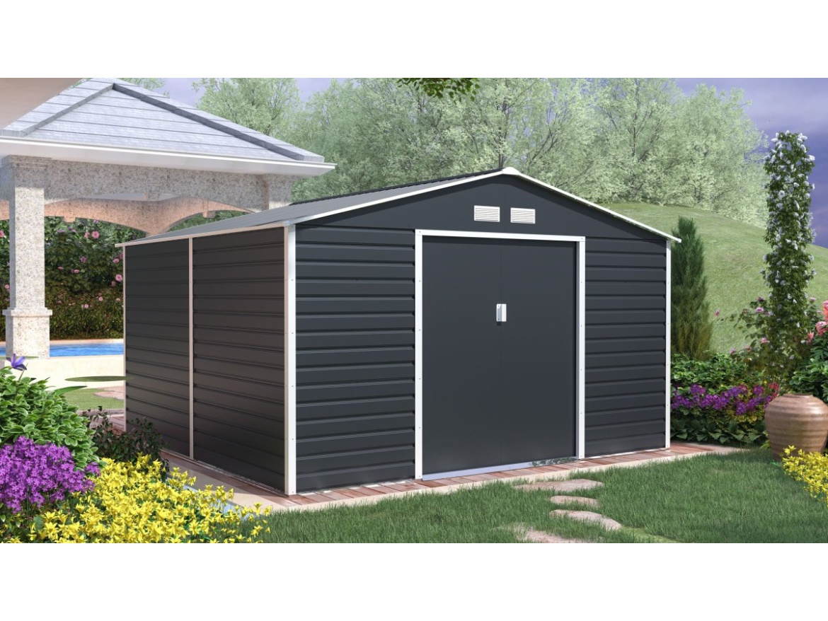 Plechový zahradní domek G21 GAH 1085 - 340 x 319 cm, antracitový