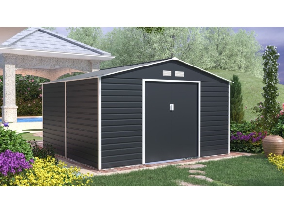 Plechový záhradný domček G21 GAH 1085 - 340 x 319 cm, antracitový
