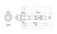 Mechanická kotva zo žiarovo zinkovanej ocele Koelner Throughbolt R-XPT-HD