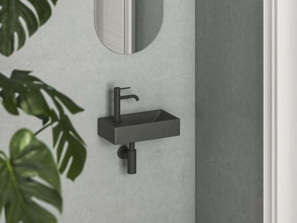 Ravak Umývadlo Veda Wall 40 L, s otvorom pre batériu, bez prepadu, antracit