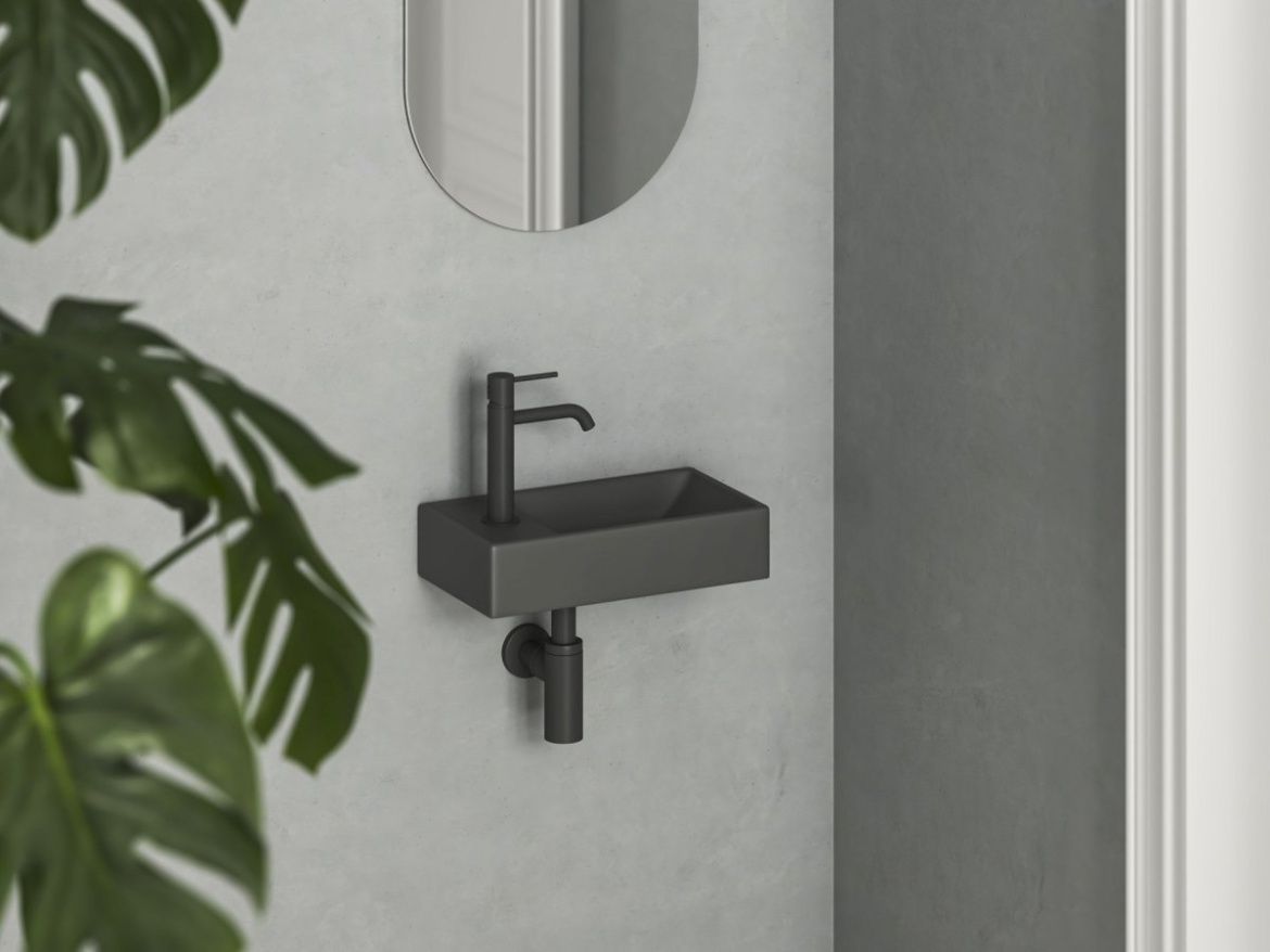 Ravak Umývátko Veda Wall 40 L, s otvorem pro baterii, bez přepadu, antracit