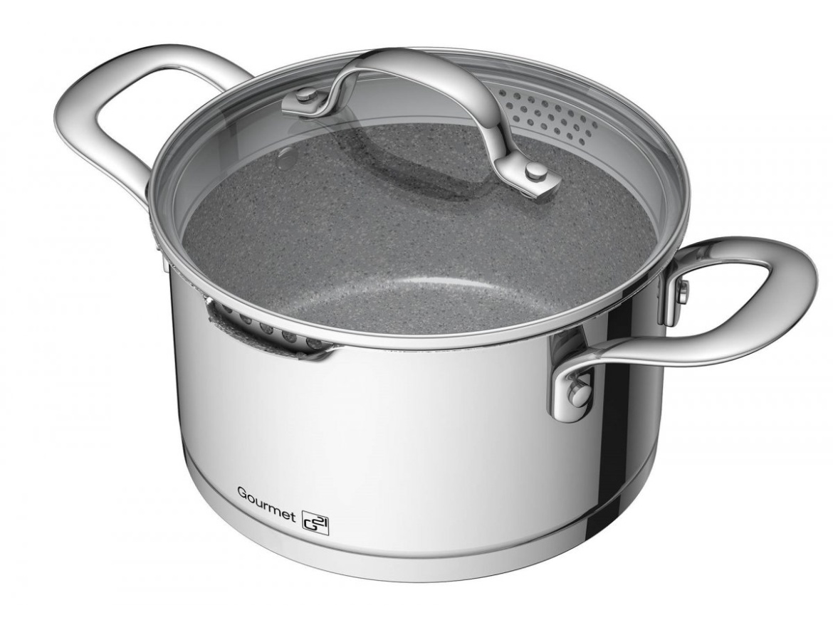 G21 Sada nádobí  Gourmet Miracle s cedníkem, 9 dílů, nerez/greblon