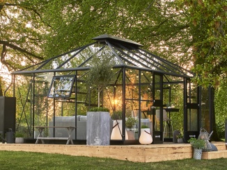 Podle značky –  Juliana Grand Oase 5,1 m x 3,7 m, antracit, kalené sklo 3 mm