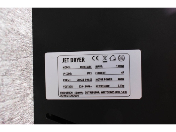 Kézszárítók Jet Dryer FORCE