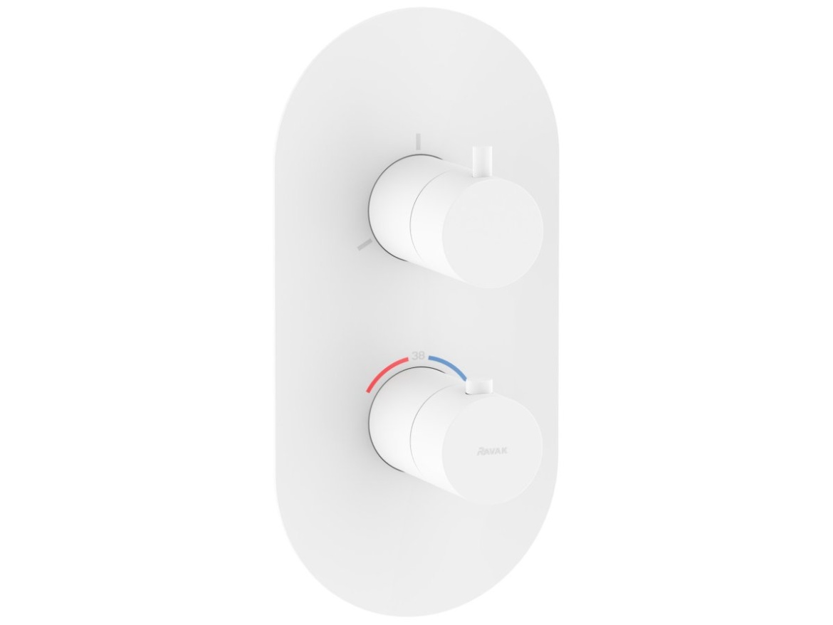 Ravak ES 067.10WV.O3.RB07C Termostatická podomietková batéria 3-cestná pre R-box, White Velvet