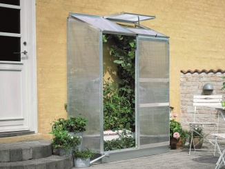 Skleníky ku stene –  Halls Altan 1,3 m x 0,7 m, přírodní hliník, polykarbonát 4 mm