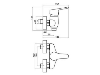 Csaptelepek –  Novaservis Sprchová baterie Titania Hit 150 mm, chrom, nástěnná, bez příslušenství,  95560/1,0