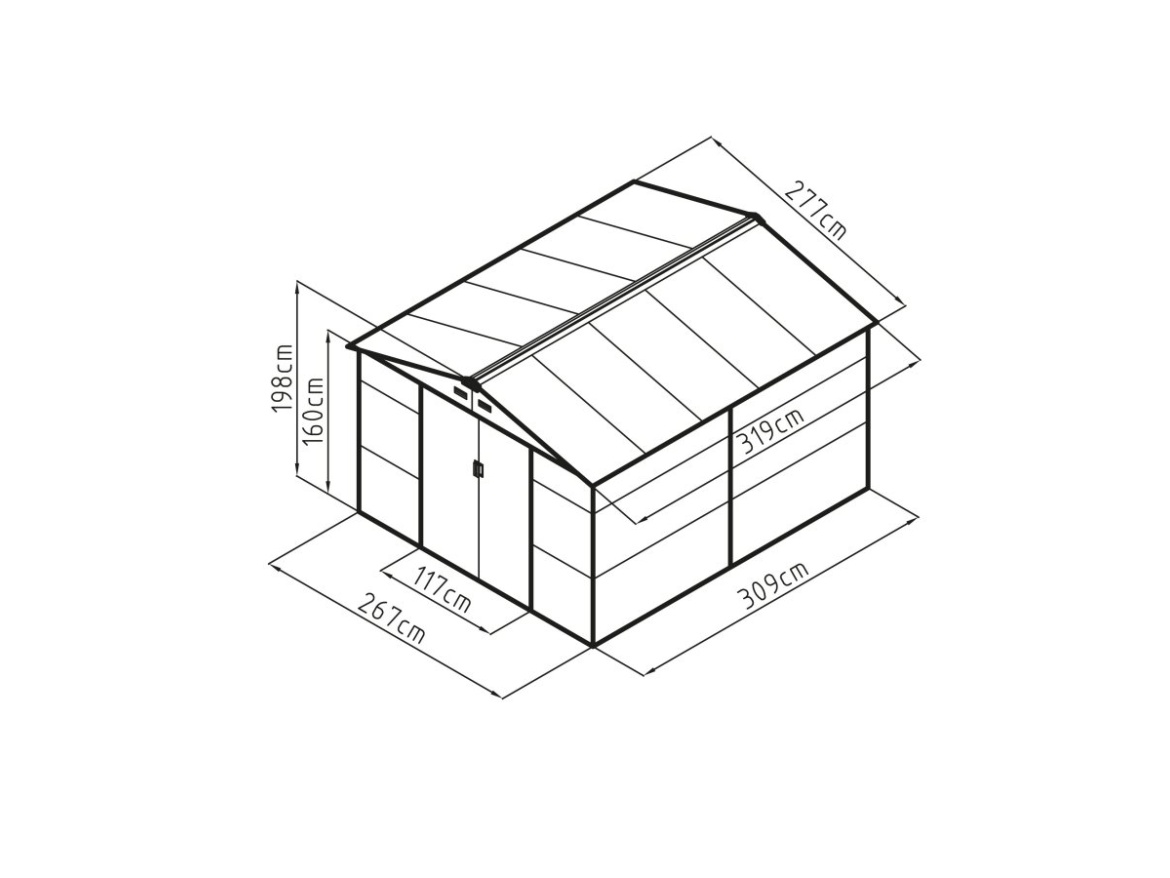 Plechový zahradní domek G21 GAH 884 - 277 x 319 cm, antracitový