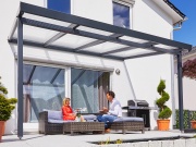 Hliníková pergola - číry/biela konštrukcia Gutta Terrassendach Premium