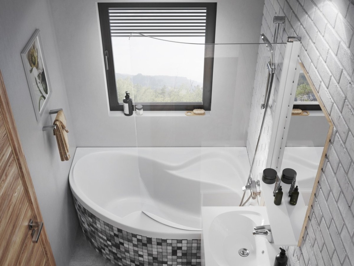 Ravak CVSK1 Rosa 140/150 P, satin+transparent