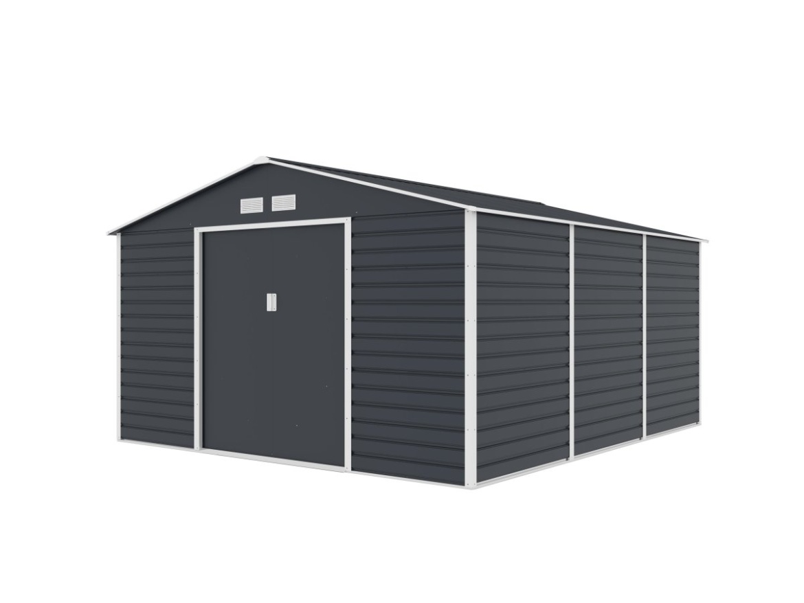 Plechový zahradní domek G21 GAH 1300 - 340 x 382 cm, antracitový