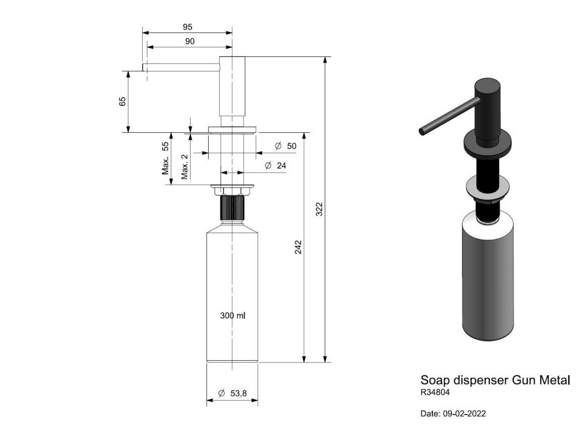 Kuchyňské dřezy Reginox SET Miami 500 Gun metal + baterie Cano + příslušenství