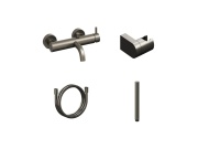 Ravak ES 022.20BLM.+S Vanová nástěnná baterie se sprchovým setem, Black Matt