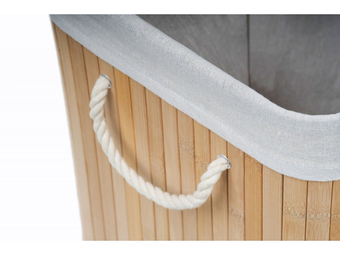 G21 Koš na prádlo  105 l s rozdělovačem, bambusový s bílým košem