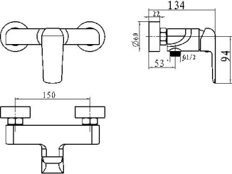 Csaptelepek –  Novaservis Sprchová baterie Nobless Tina 150 mm, chrom, nástěnná, bez příslušenství,  38061/1,0