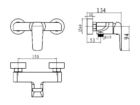 Novaservis Sprchová baterie Nobless Tina 150 mm, chrom, nástěnná, bez příslušenství,  38061/1,0