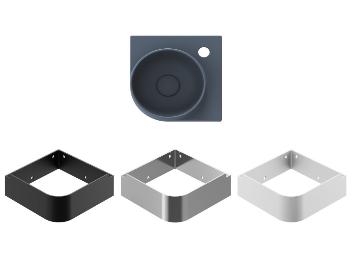 Ravak Umývadlo Yard 28 C, s otvorom pre batériu, bez prepadu, čierna matná