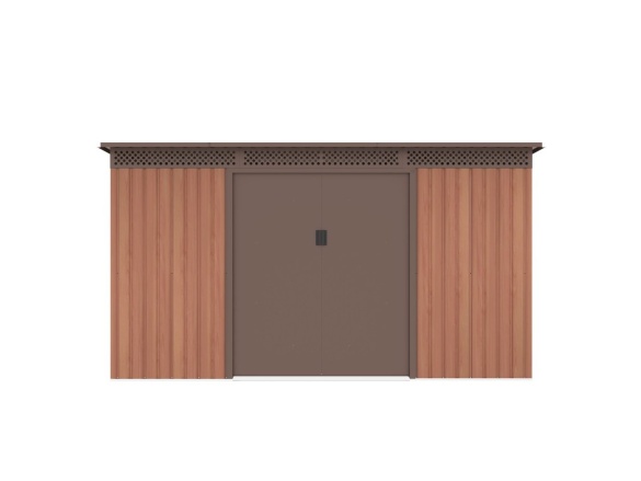Plechový záhradný domček G21 GRAH 483 - 340 x 142 cm, hnědý