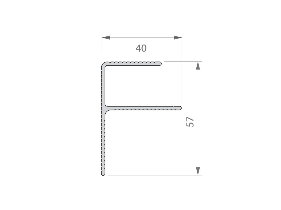 Počáteční a koncový okopový hliníkový profil Elox Deceuninck Elox F 40/57 mm