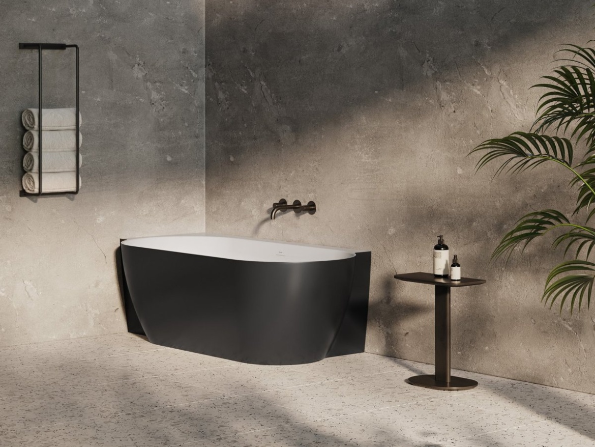 Ravak Vana Freedom Corner II Tec 175x86 L, volně stojící, Alabaster Pink/bílá, krytka odtoku bílá/černá/chrom