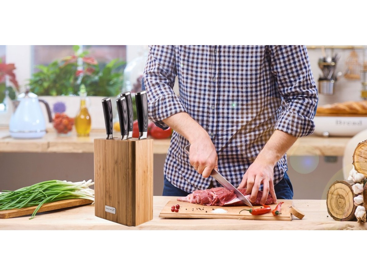 G21 Sada nožů  Gourmet Stone 5 ks + bambusový blok