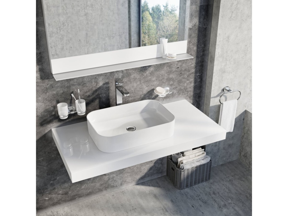 Ravak Umyvadlo Ceramic Slim R 55, bez otvoru pro baterii, bez přepadu, černá matná