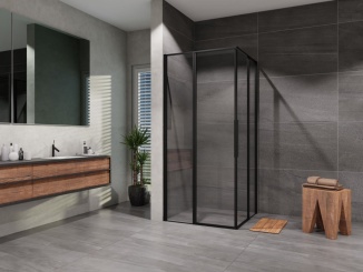 Sprchové kouty – Lansanit Sprchový kout Tadao 90 x 90 cm, sklo čiré, profil černý, čtverec, PRD99-B