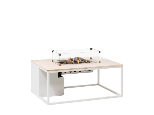 COSI Stůl s plynovým ohništěm - typ Cosiloft 120 bílý / kamenná deska