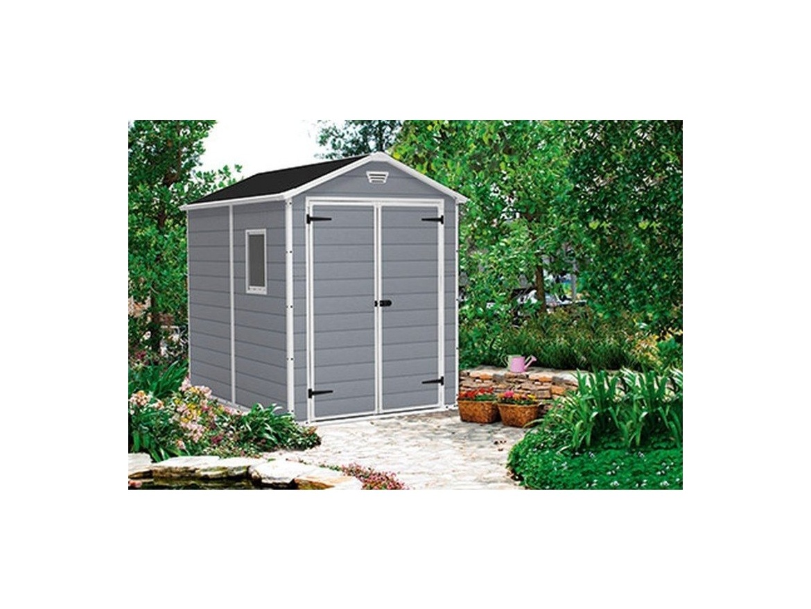 Keter Zahradní domek  MANOR 6 x 8 DD šedý / bílý, s podlahou, poškozený obal