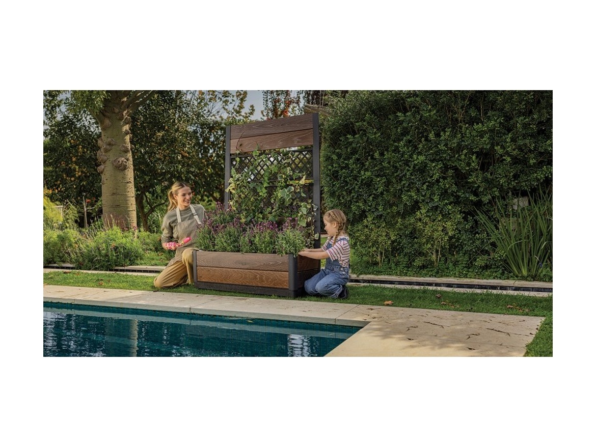 Keter Zahradní květináč/ truhlík pro pnoucí rostliny Keter TULIP DECO - walnut / ořech