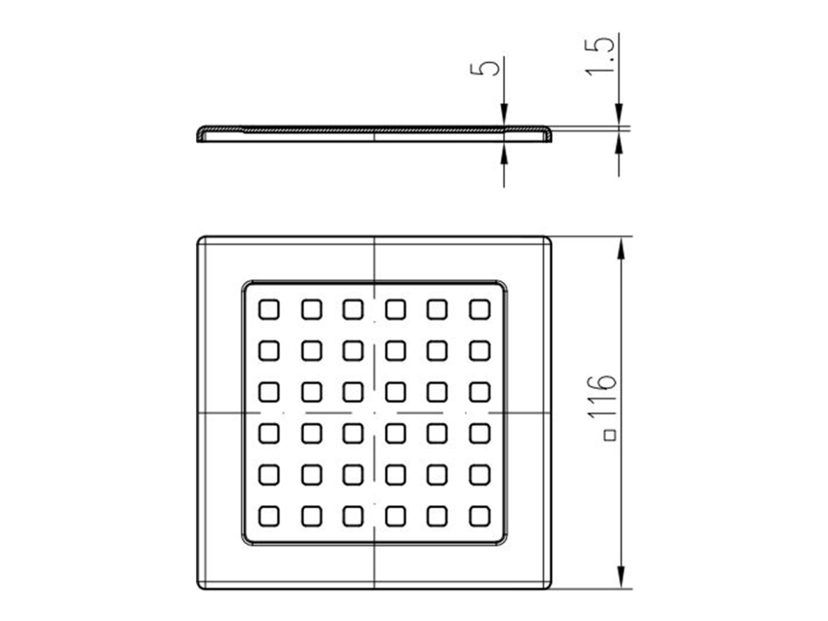Chuděj ND-Mřížka Black pro nástavec 125 × 125 mm