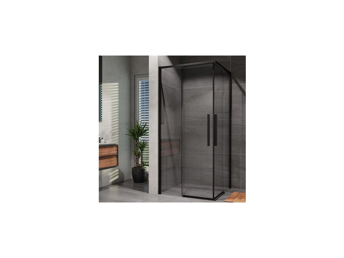 Lansanit Sprchový kout Alvaro 90 x 90 cm, sklo čiré, profil černý, čtverec,  CZD99-B
