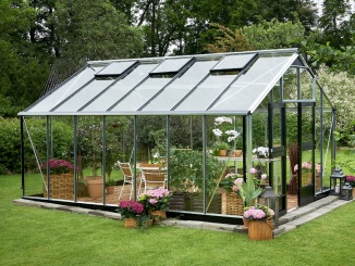 Klasické hliníkové skleníky –  Juliana Gartner 5,1 m x 3,7 m, alu / černá, kalené sklo 3 mm