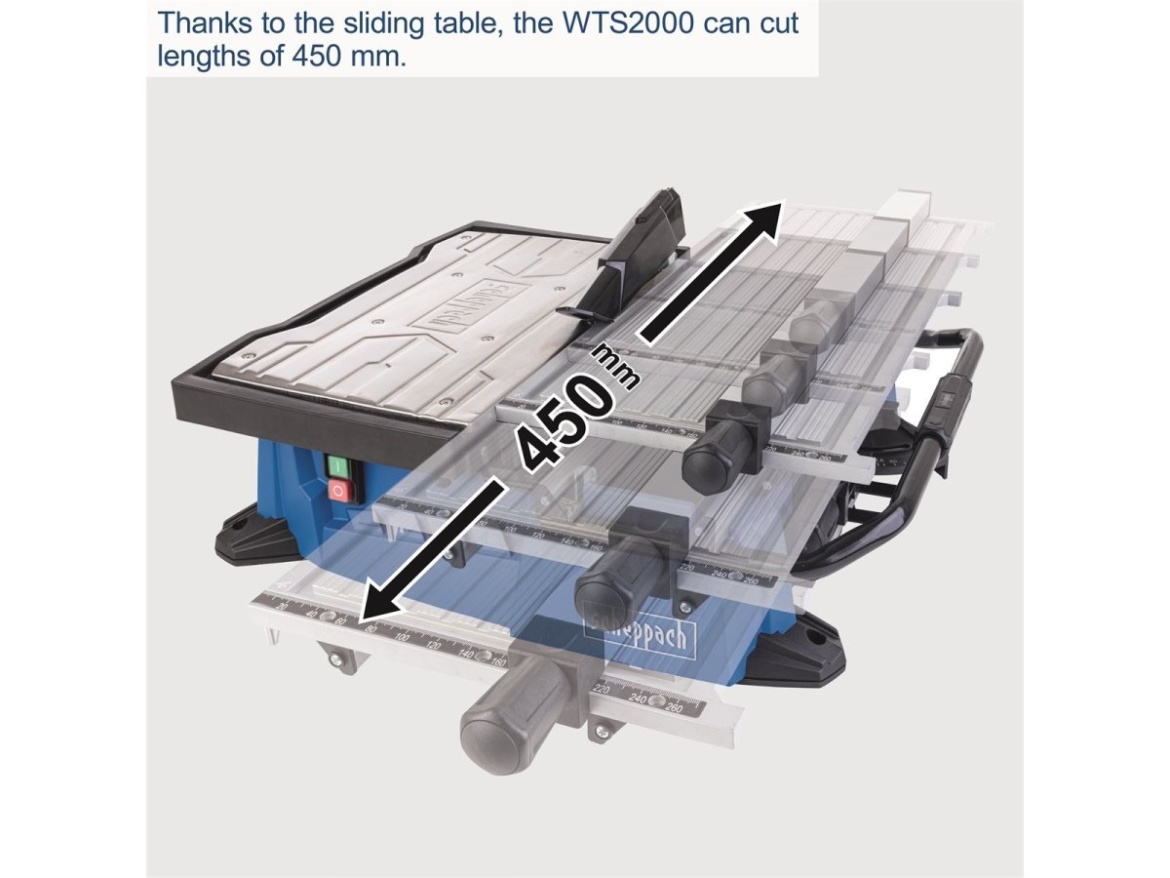 Řezačka na dlažbu a obklady s posuvným stolkem Scheppach WTS 2000