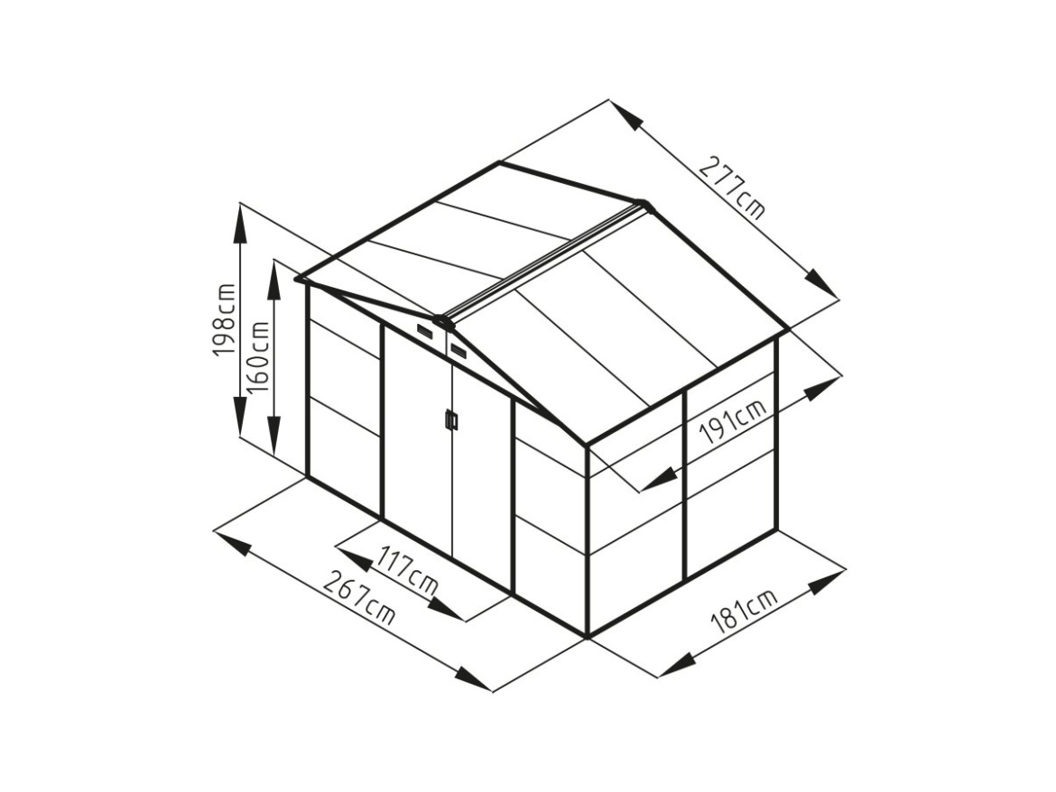 Plechový zahradní domek G21 GAH 529 - 277 x 191 cm, antracitový