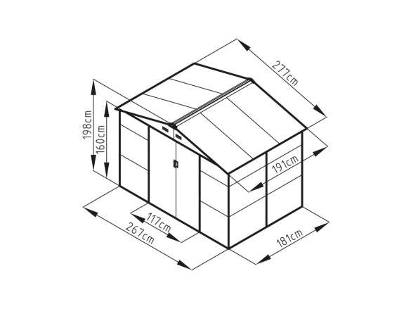 Plechový zahradní domek G21 GAH 529 - 277 x 191 cm, antracitový