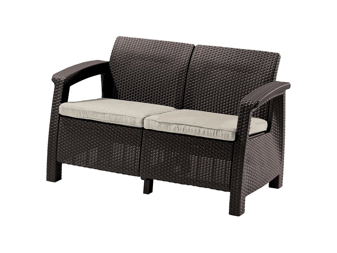 Keter Zahradní pohovka Allibert Corfu Love Seat - 128 x 70 x 79cm - hnědá / béžová