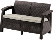 Keter Zahradní pohovka Allibert Corfu Love Seat - 128 x 70 x 79cm - hnědá / béžová