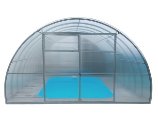 Ekonomické zastřešení bazénů – Scobax Aquanaut bronz, polykarbonát 6 mm, 4,0 x 4,0 m