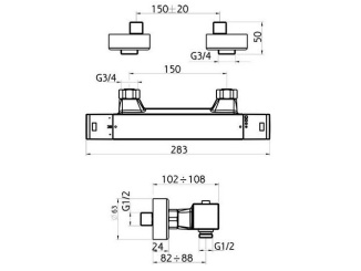 Termosztatikus – Novaservis Sprchová baterie Aqualight 150 mm, chrom, nástěnná, termostatická, bez příslušenství, 2860/1,0