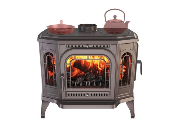 Kawmet Litinová krbová kamna P7 PB s varnými plotnami - 10,5 kW ECO + příslušenství