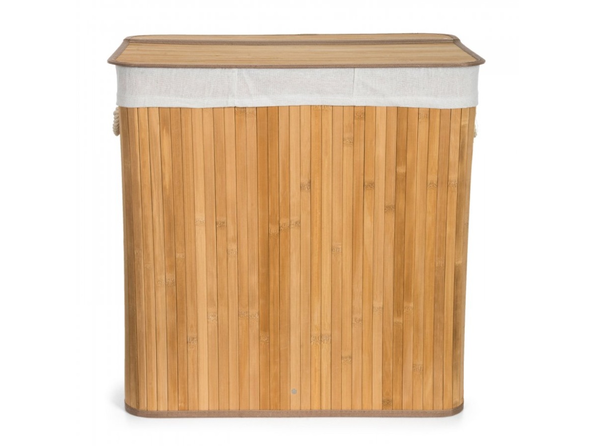 G21 Koš na prádlo  150 l s rozdělovači, bambusový s bílým košem