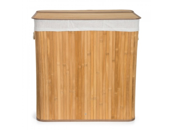 G21 Koš na prádlo  150 l s rozdělovači, bambusový s bílým košem