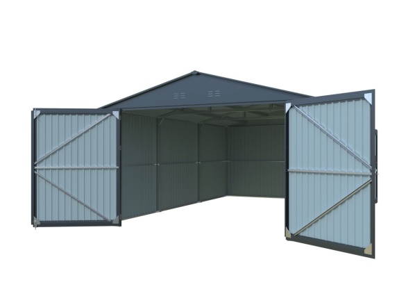 Kovová garáž 3,8 x 6 m se sedlovou střechou Antracit Riwall PRO RMCG 20x13 Anthracite