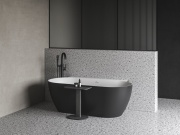 Ravak Vana Freedom Wall II Tec 170x87, volně stojící, Smoke Grey/bílá, krytka odtoku bílá/černá/chrom