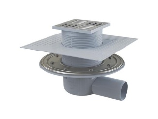 Podlahové –  Alcadrain Podlahová vpusť 105 x 105 mm, mřížka nerez, boční odtok d 50 mm,  APV1324